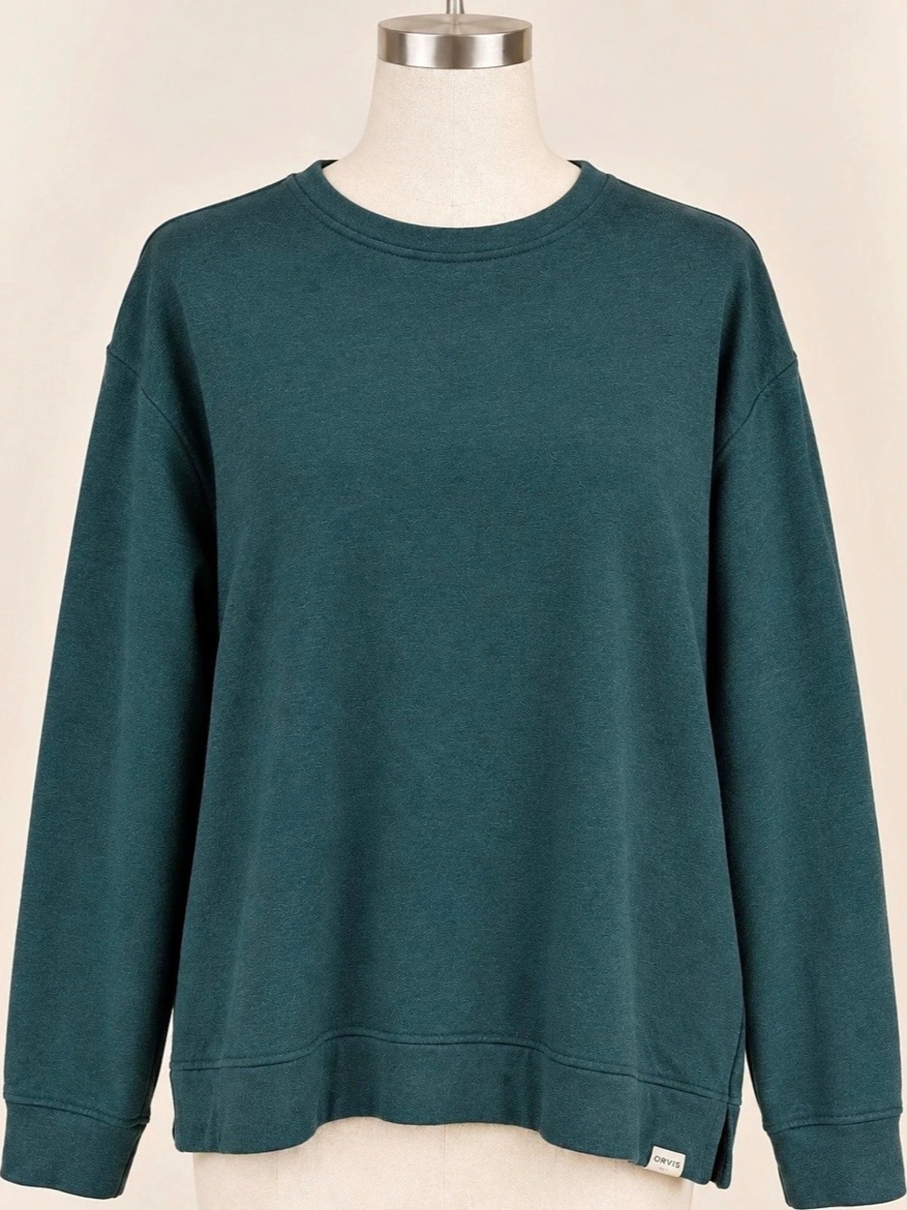 Orvis Women’s L Soft Cozy Crewneck Pullover Green Modal Blend Relaxed Tunic